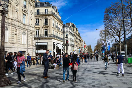 The Avenue des Champs-ÃlysÃ©es is an avenue in the 8th arrondissement of Paris, France, 1.9 kilometres long and 70 metres wideのeditorial素材