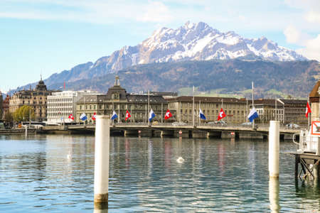 Lucerne is a city in central Switzerland, in the German-speaking portion of the country. Lucerne is the capital of the canton of Lucerne and part of the district of the same nameのeditorial素材