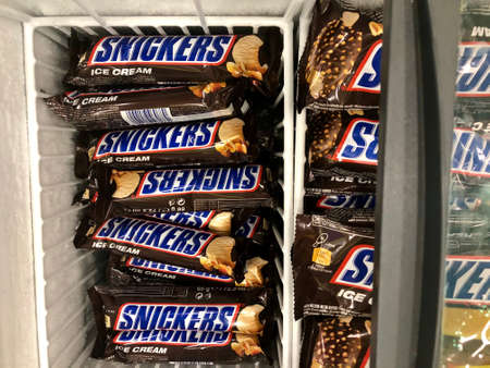 Snickers Ice cream inside a chillerのeditorial素材