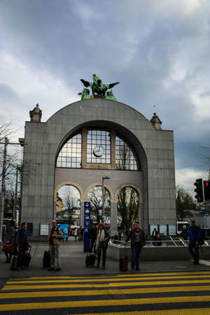 The Luzern or Lucerne welcome archwayのeditorial素材