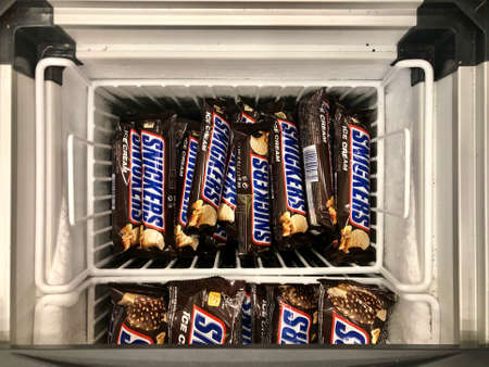 Snickers Ice cream inside a chillerのeditorial素材
