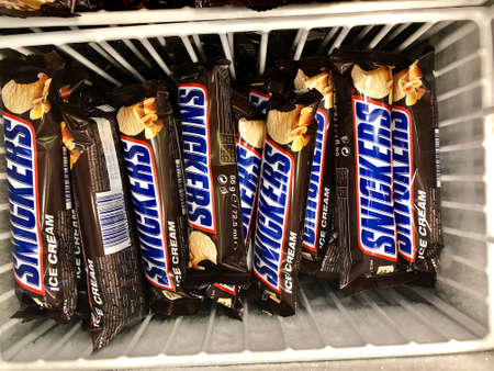 Snickers Ice cream inside a chillerのeditorial素材