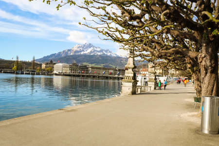 Lucerne is a city in central Switzerland, in the German-speaking portion of the country. Lucerne is the capital of the canton of Lucerne and part of the district of the same nameのeditorial素材