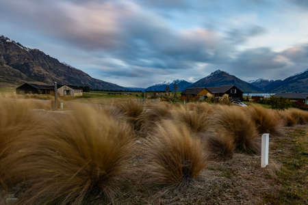 Scenic long exposure shot of New Zealand farmlandの写真素材