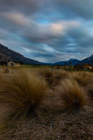 Scenic long exposure shot of New Zealand farmlandの写真素材