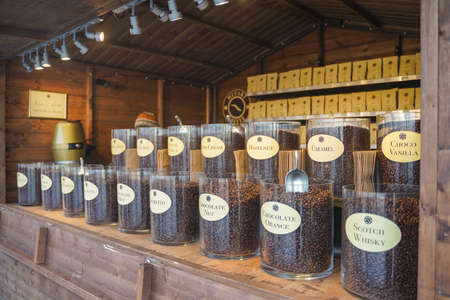 Delicious coffee beans on display at shelfのeditorial素材