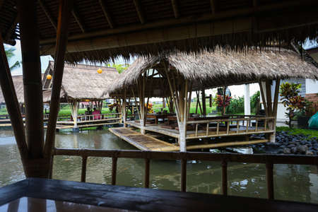 Bale Udang Mang Engking is a restaurant based on a bamboo building concept style, which provides Indonesian popular food,restaurant over water.のeditorial素材