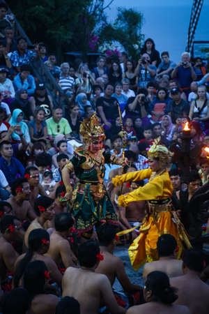 The Kecak Fire Dance is one of Baliâs most iconic art performances, famous for its dominant use of human vocals in place of gamelan instruments to accompany the dance.のeditorial素材