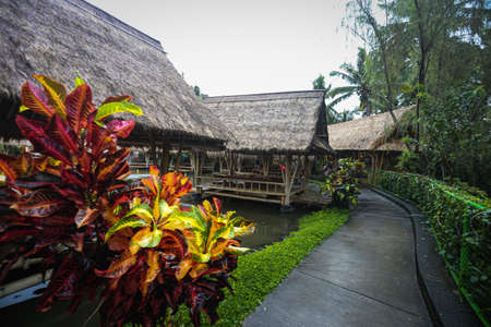 Bale Udang Mang Engking is a restaurant based on a bamboo building concept style, which provides Indonesian popular food,restaurant over water.のeditorial素材