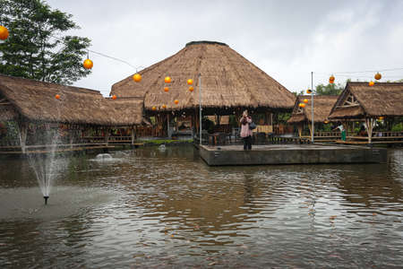 Bale Udang Mang Engking is a restaurant based on a bamboo building concept style, which provides Indonesian popular food,restaurant over water.のeditorial素材