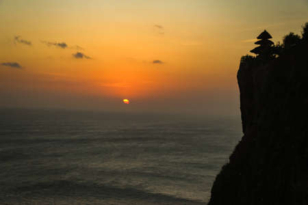 Sunset at Uluwatu Temple at Uluwatu Beach, Baliの写真素材