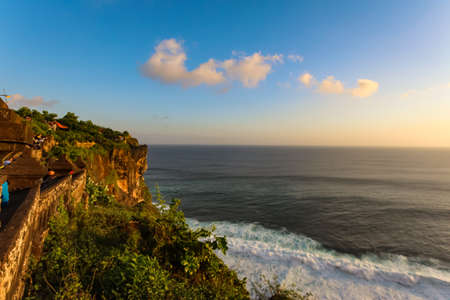 Sunset at Uluwatu Temple at Uluwatu Beach, Baliの写真素材