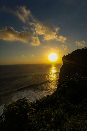 Sunset at Uluwatu Temple at Uluwatu Beach, Baliの写真素材