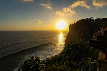 Sunset at Uluwatu Temple at Uluwatu Beach, Baliの写真素材