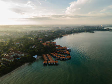 Scenic Aerial view of Avillion Port Dickson during sunrise