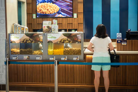 Garrett Popcorn Shop at One Utama shopping mall, Malaysia. Garrett Popcorn opened up their first shop in 1949 at 10 West Madison Street in Chicago.のeditorial素材