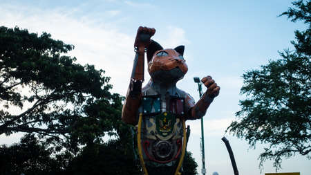 Exterior of the Cats monument in downtown Kuching, Malaysia. Due to abundance of cats in the area...