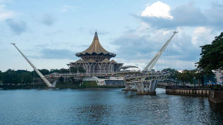 The Sarawak Legislative Building or Dewan Undangan Negeri Sarawak at Kuching Waterfront.のeditorial素材
