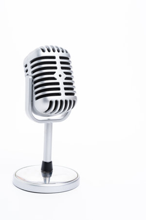 Vintage classic microphone isolated on white backgroundの写真素材