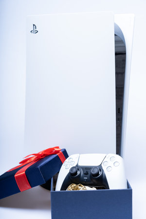 Kuala Lumpur, Malaysia - May 2021. Playstation 5, the next generation gaming console from Sony