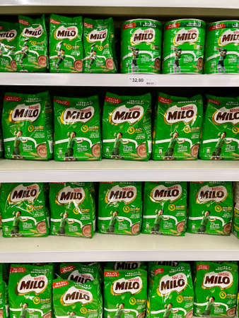 Kuala Lumpur, Malaysia - November 2021. Milo instant drink a supermarket shelfのeditorial素材