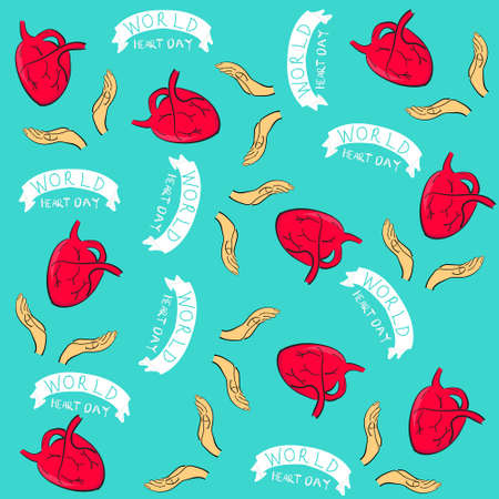 seamless pattern with hand drawn doodle world heart day This vector design is  can be used for...