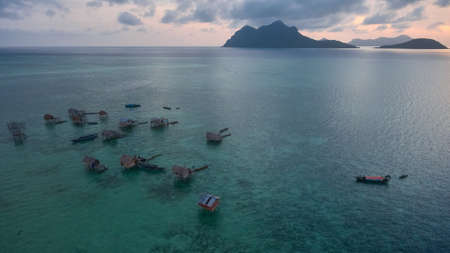 Another aerial view of Palauh settlement at Maiga Islandの写真素材