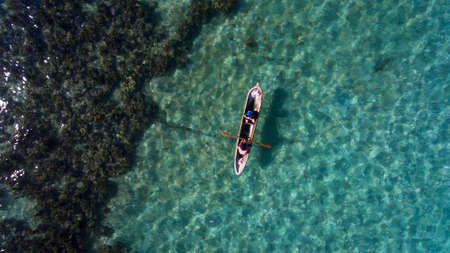 Aerial view of Palau(sea gipsy) with his boatの写真素材