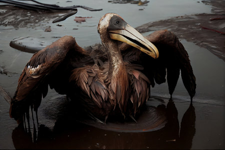 Pelican (Gypaetus pelagicus) in the waterの素材