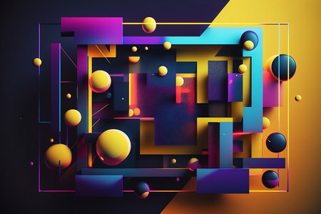 Abstract geometric background. 3d rendering, 3d illustration. Futuristic technology style.の素材
