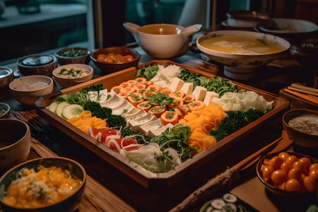 Korean food on the table in a restaurant. Close-upの素材