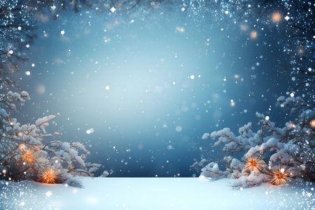 Winter landscape with snow covered trees. Christmas and New Year background.の素材