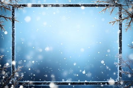 Winter background with snowflakes, bokeh and copy spaceの素材