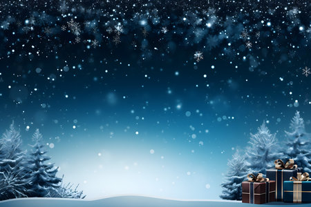 Winter background with snowflakes and gift boxes. 3D illustration.の素材