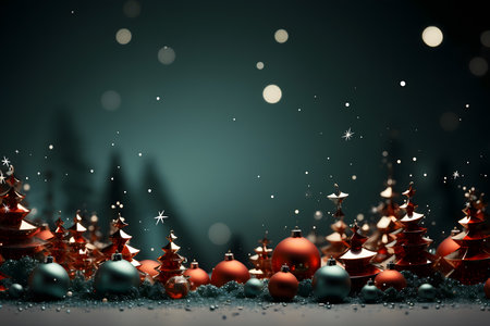3d rendering christmas tree and snowflakes on dark backgroundの素材