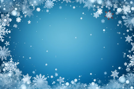 Christmas background with snowflakes and stars on a blue background.の素材