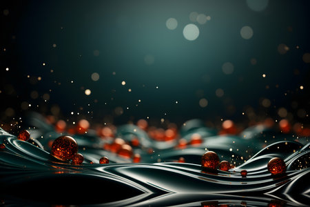 3D render of abstract background with water drops and bokeh lightsの素材