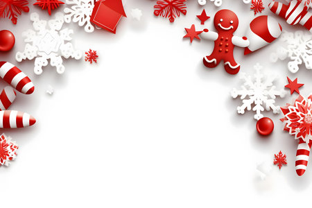 Merry Christmas and Happy New Year background with red and white elements. Vector illustration.の素材
