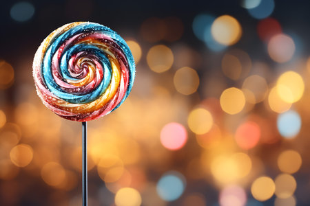 Colorful lollipop on bokeh background, closeupの素材