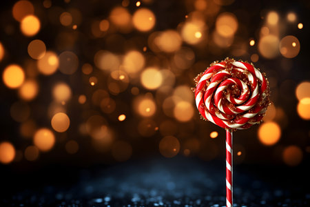 Colorful lollipop on dark background with bokeh effectの素材