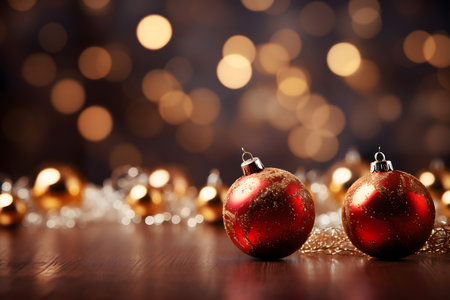 Christmas balls on bokeh background. Christmas and New Year decorationの素材