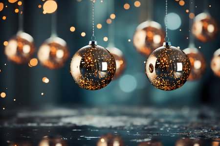 Snow globe with christmas tree and house on bokeh backgroundの素材