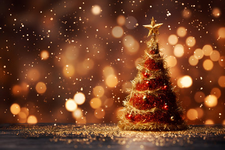 Christmas tree on bokeh background. Christmas and New Year conceptの素材
