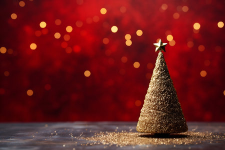 Christmas tree made of sesame seeds on bokeh background.の素材