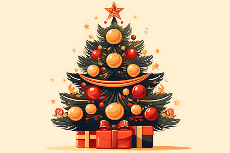 Christmas tree with gifts. Vector illustration for your design. EPS10の素材