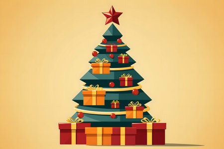 Christmas tree with gifts. Vector illustration of a Christmas tree with gifts.の素材