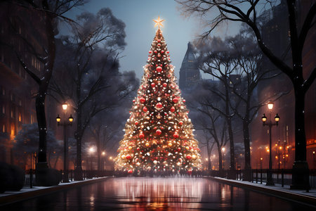 Christmas tree in New York City. Christmas and New Year concept.の素材