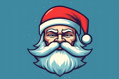 Santa Claus face with beard and santa claus hat. Vector illustrationの素材