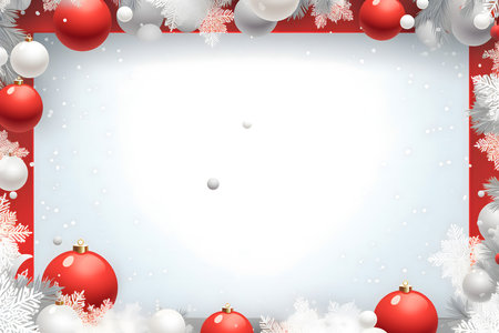 Christmas background with snowflakes and red balls. Vector illustration.の素材
