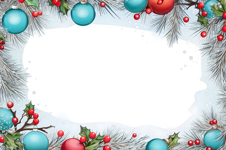 Christmas background with fir branches and christmas balls. Vector illustration.の素材